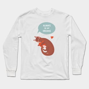 Cute romantic illustration with cat, hearts and declaration of love Long Sleeve T-Shirt